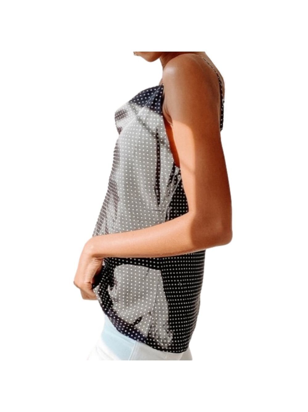 Lulus Polka Dot Cowl Neck Satin Tank Top - Picture 3 of 7